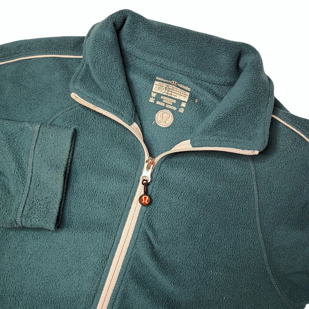 Lululemon Athletica Fleece Jacket Womens Small Teal Green Full Zip Casual Hiking